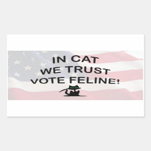 Vote Cat with American Flag Rectangular Sticker