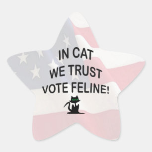 Vote Cat with American Flag Star Sticker