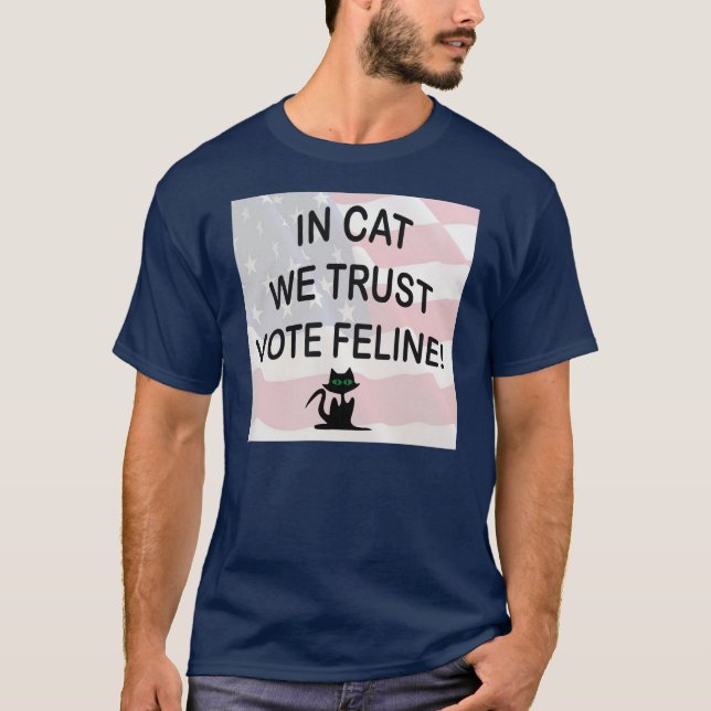 Vote Cat with American Flag T-Shirt (Front)