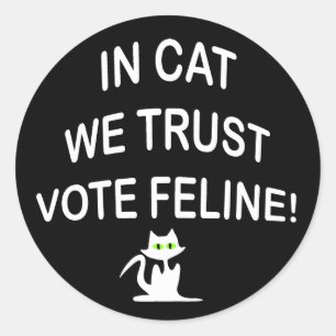 Vote Cat with White Text Classic Round Sticker