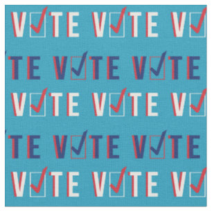vote check mark pattern teal fabric