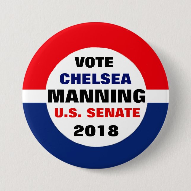 Vote Chelsea Manning 2018 7.5 Cm Round Badge (Front)
