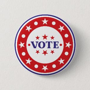 Vote   Classic Red White and Blue Modern Political 6 Cm Round Badge