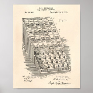 Vote Counting 1893 Patent Art Old Peper Poster