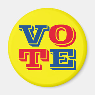 VOTE Custom Text and Colours Blue Red Yellow Magnet