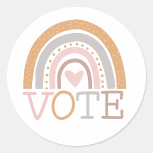 Vote   Cute Pastel Rainbow Text Design Classic Round Sticker