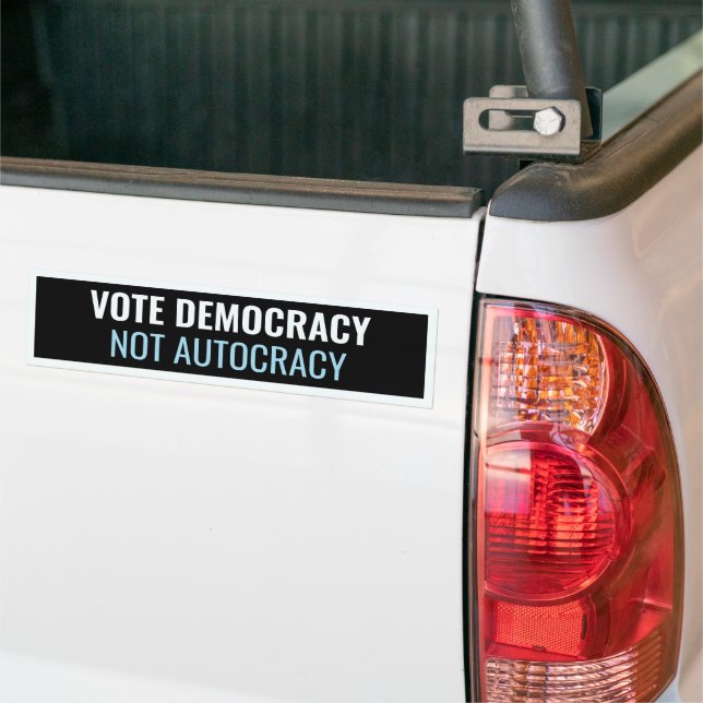 Vote Democracy (Black) Bumper Sticker (On Truck)