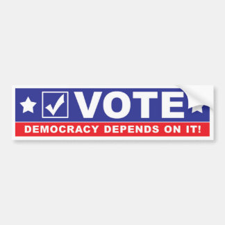VOTE - Democracy Depends On It - Bumpersticker Bumper Sticker