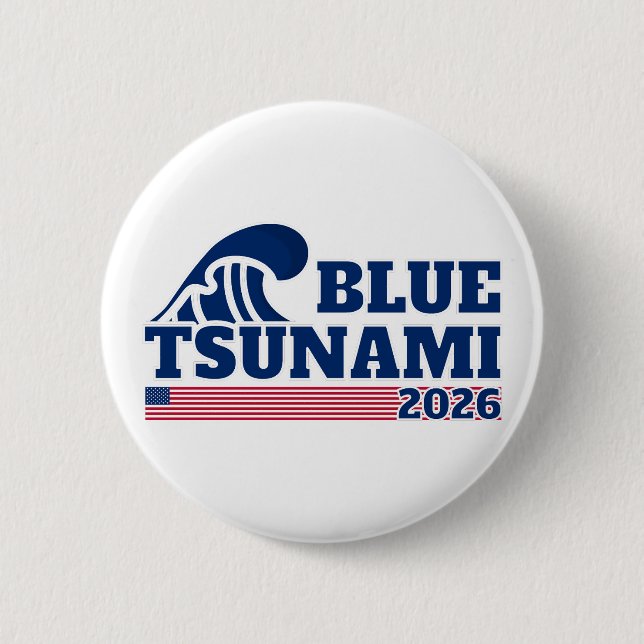 Vote Democrat Blue Wave 2026 6 Cm Round Badge (Front)