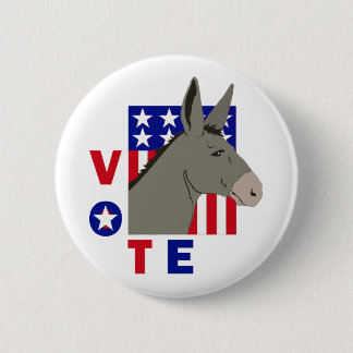 VOTE DEMOCRAT DONKEY 6 CM ROUND BADGE