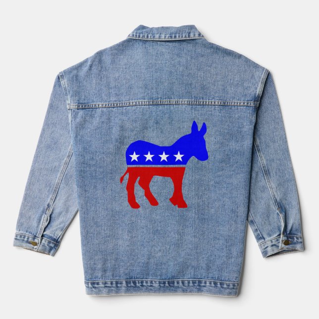  vote democrat donkey politics election denim jacket (Back)