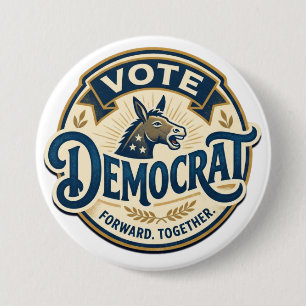 Vote Democrat Forward Together – Vintage Patriotic 7.5 Cm Round Badge