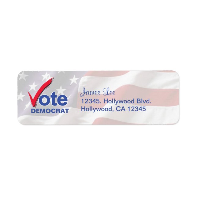 Vote Democrat Return Address Labels (Front)