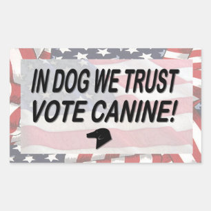 Vote Dog with American Flag Rectangular Sticker
