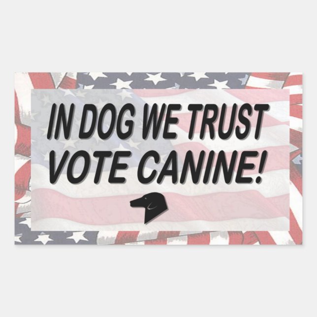Vote Dog with American Flag Rectangular Sticker (Front)