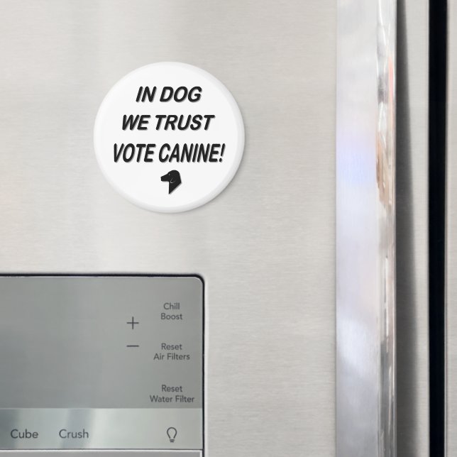 Vote Dog with Black Text Button Magnet (In Situ (Fridge))