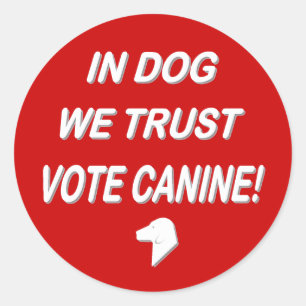 Vote Dog with White Text Classic Round Sticker