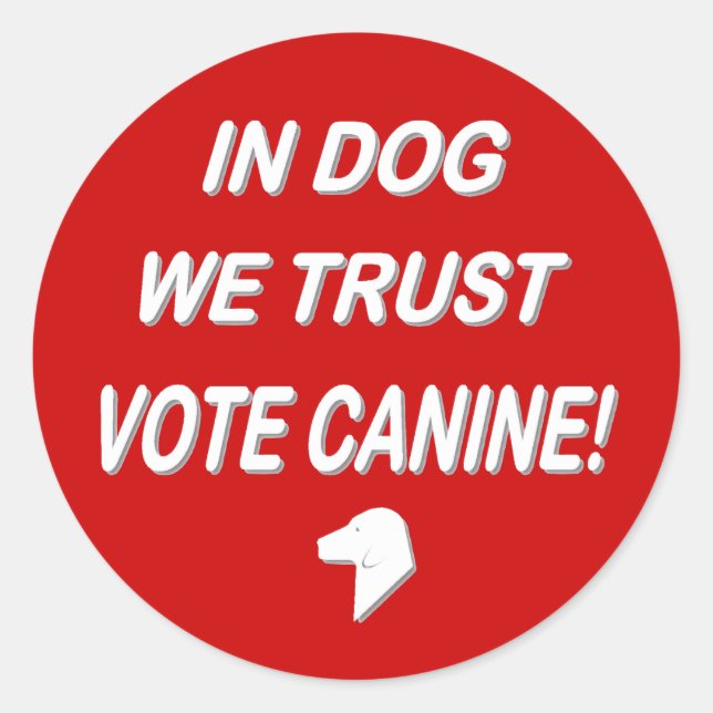 Vote Dog with White Text Classic Round Sticker (Front)