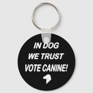 Vote Dog with White Text Key Ring