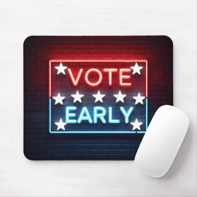 Vote Early Neon Sign Mouse Mat (With Mouse)