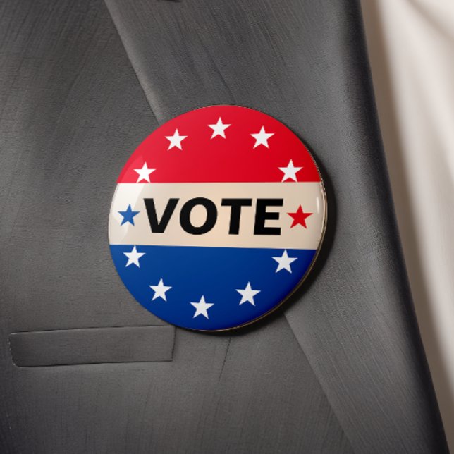 Vote Election America Politic Red White Blue  6 Cm Round Badge (Encourage others to vote with this stylish button—help remind everyone of their civic duty!)