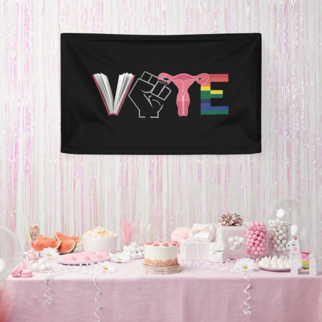Vote Feminist Women's Rights Banned Books LGBTQ Banner (Party)