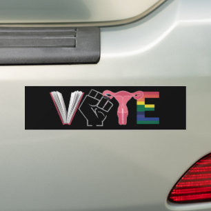 Vote Feminist Women's Rights Banned Books LGBTQ Bumper Sticker