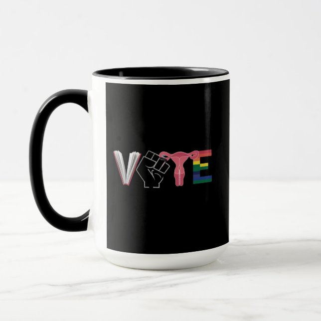 Vote Feminist Women's Rights Banned Books LGBTQ Mug (Left)