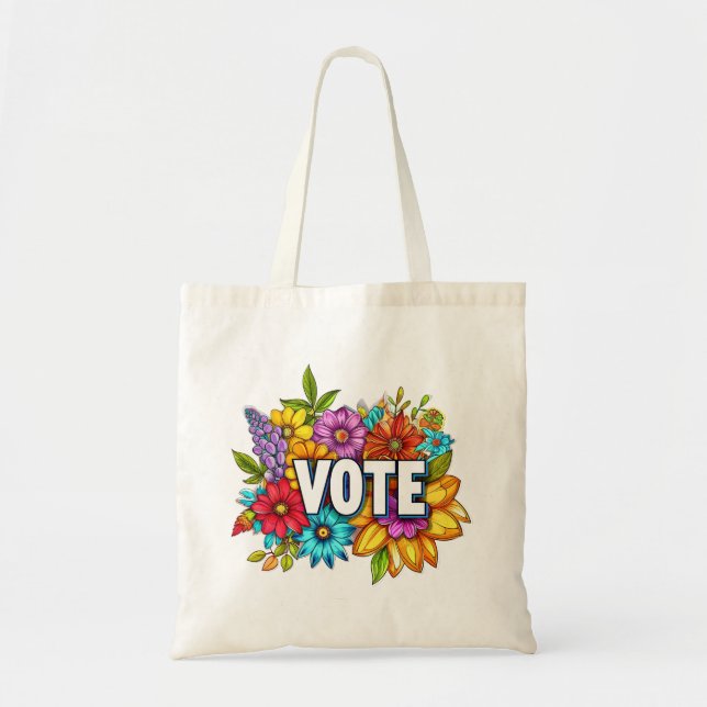 VOTE Floral Blue Tote Bag (Front)