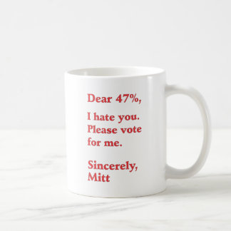 Vote for Barack Obama Mitt Romney Hates You 47% Coffee Mug
