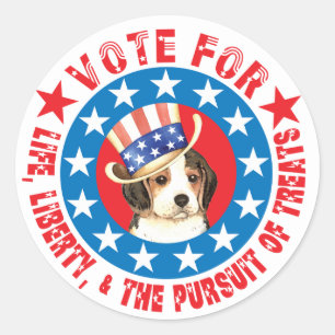 Vote for Beagle Classic Round Sticker