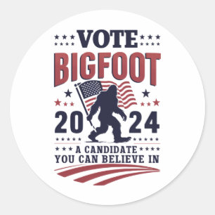 Vote For Bigfoot 2024 Sasquatch Presidential Classic Round Sticker