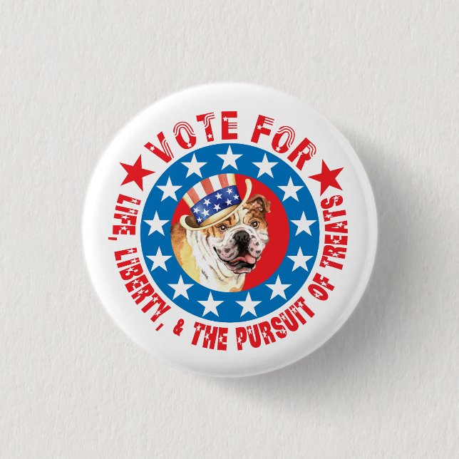 Vote for Bulldog 3 Cm Round Badge (Front)