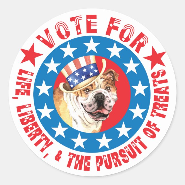 Vote for Bulldog Classic Round Sticker (Front)