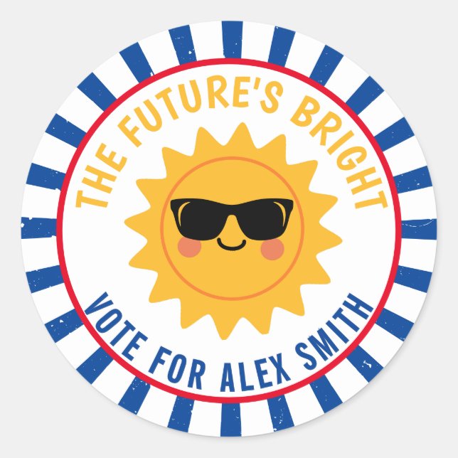 Vote for Class President Be Bright Vote Classic Ro Round Sticker (Front)