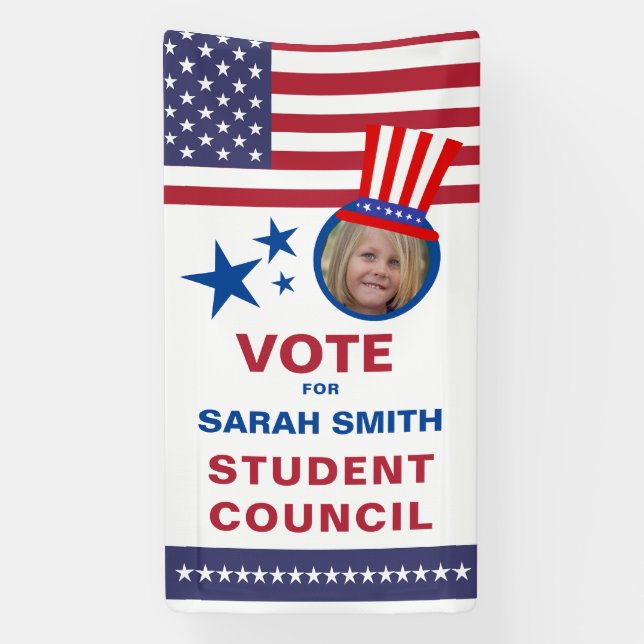Vote for Class President: Hat & flag photo Flyer Banner (Vertical)
