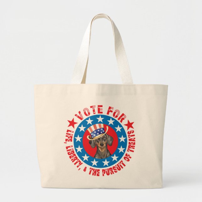 Vote for Dachshund Large Tote Bag (Front)