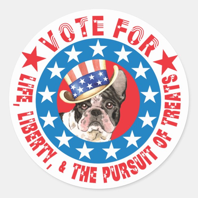 Vote for Frenchie Classic Round Sticker (Front)