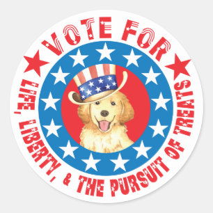 Vote for Golden Classic Round Sticker