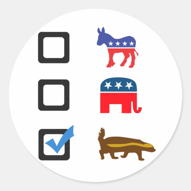 Vote for Honey Badger Classic Round Sticker (Front)