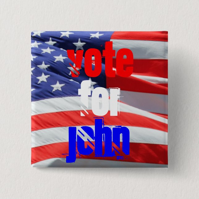 Vote for John Kasich, Presidential Elections 15 Cm Square Badge (Front)