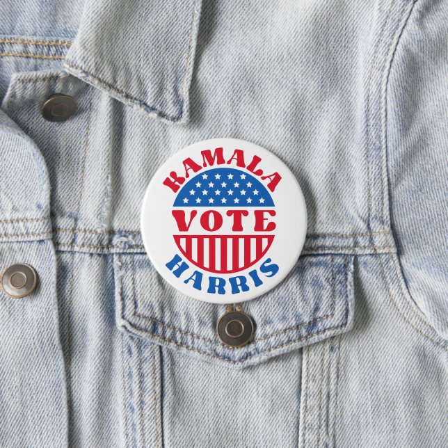Vote for Kamala Harris Retro Patriotic 7.5 Cm Round Badge (In Situ)