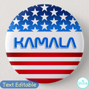 Vote for Kamala Harris USA Flag Modern Typography 6 Cm Round Badge