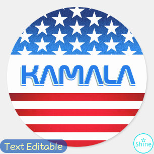 Vote for Kamala Harris USA Flag Modern Typography Classic Round Sticker
