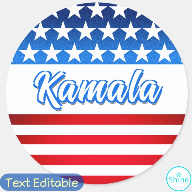 Vote for Kamala Harris USA Flag Personalised Text Classic Round Sticker (Creator Uploaded)