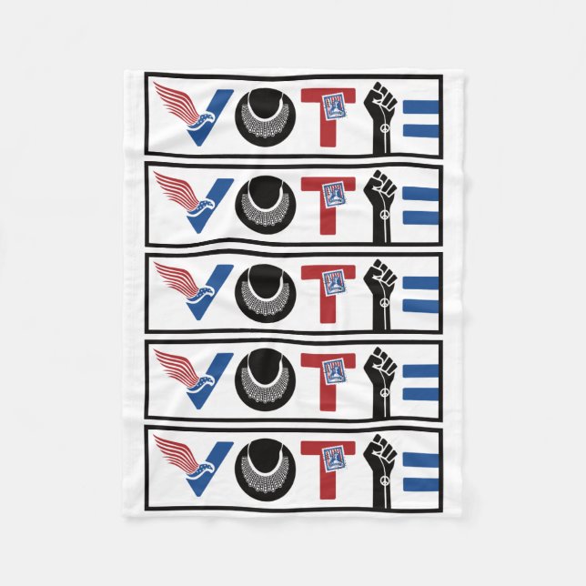 VOTE for Liberty, RBG, USPS, Peace, BLM, Equality Fleece Blanket (Front)