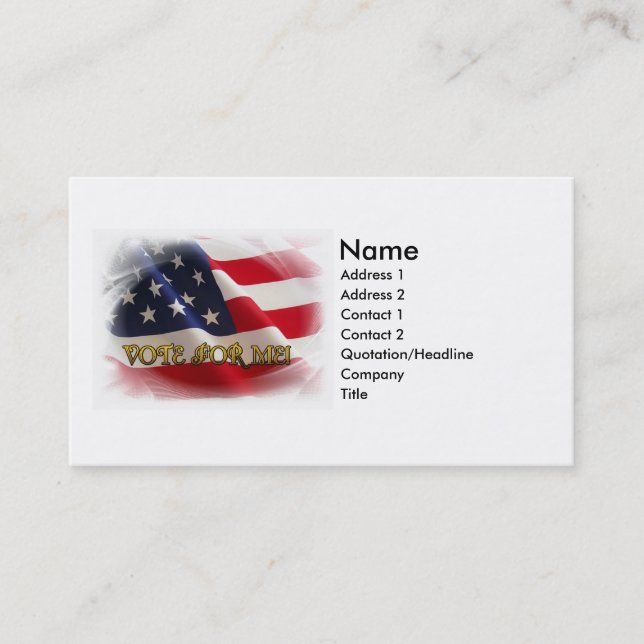 Vote for me business card (Front)