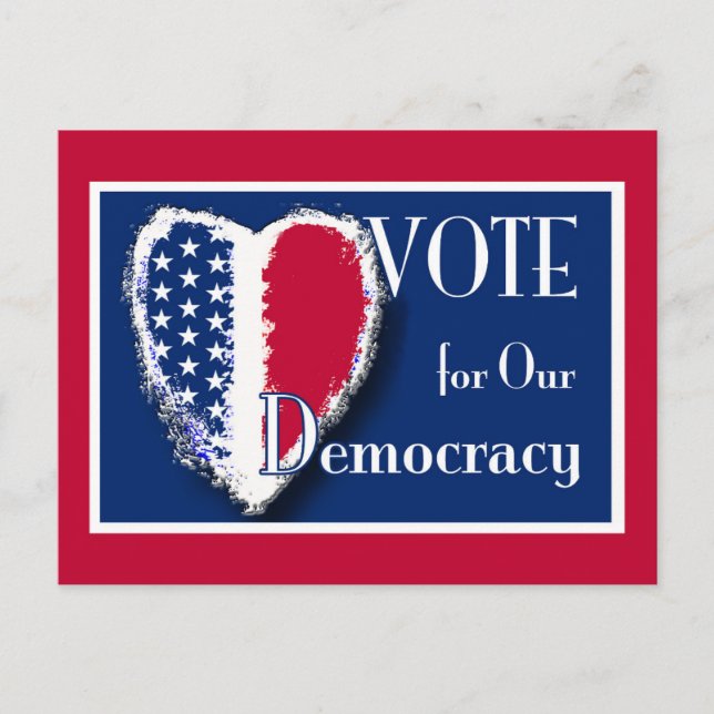 Vote for Our Democracy Patriotic Heart Postcard (Front)