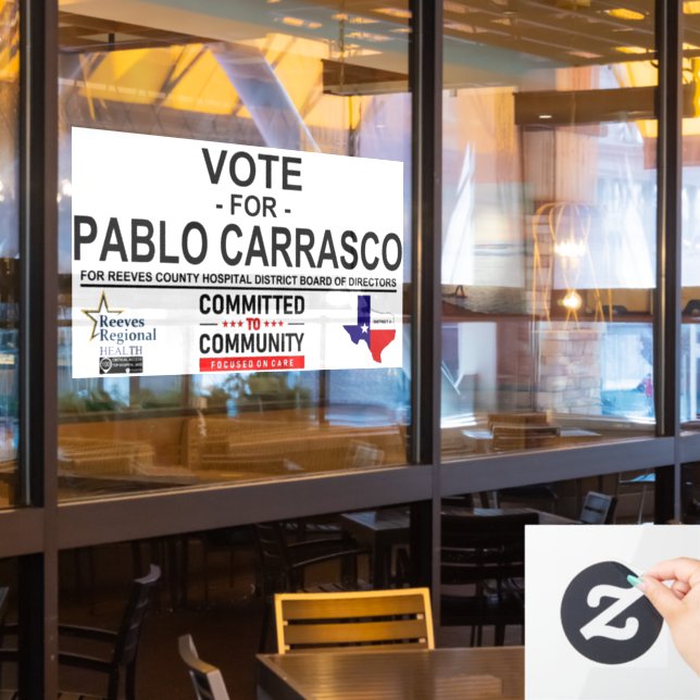 Vote for Pablo Carrasco Window Cling (Restaurant Window)
