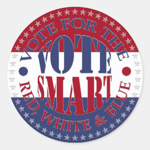 Vote For The Red, White and Blue Vote Smart Classic Round Sticker